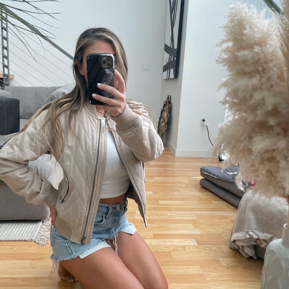 Sincerely Jules Bomber Jacket Tan Sz S